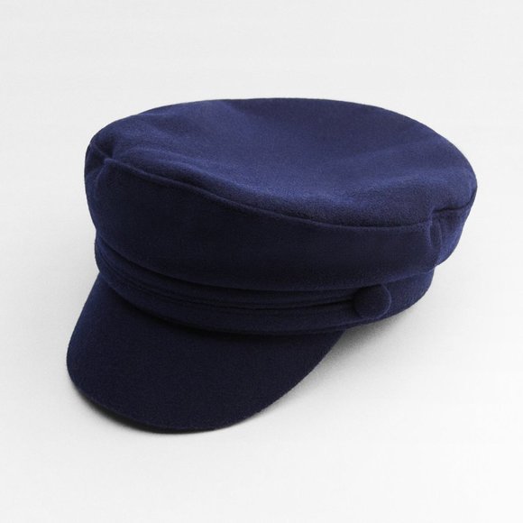 Zara Wool Blend Skipper Cap Navy Blue NWT main image 7